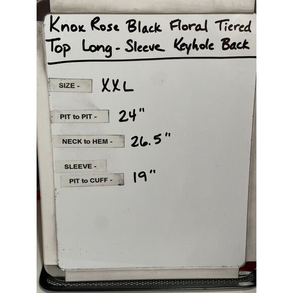 Knox Rose Black Floral Tiered Tunic Top Size XXL Keyhole Accent in back - Picture 8 of 8